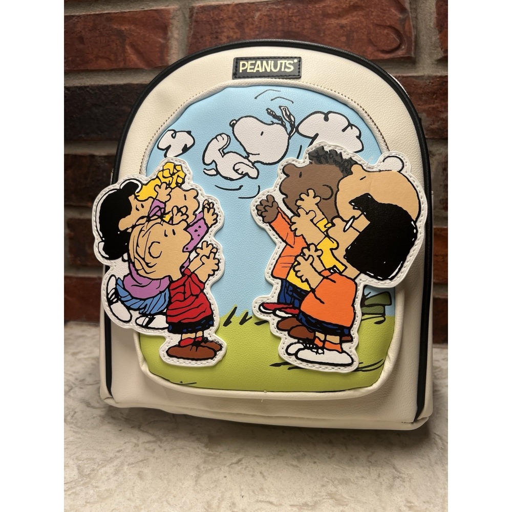 Peanuts Characters Tossing Snoopy Faux Leather Mini Backpack - Limited Edition
